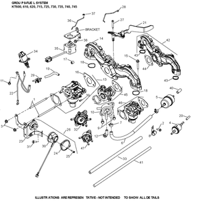 Kt735-3092 Fuel System Diagram and Parts List for KT735-3092  Cub Cadet Lawn Tractor